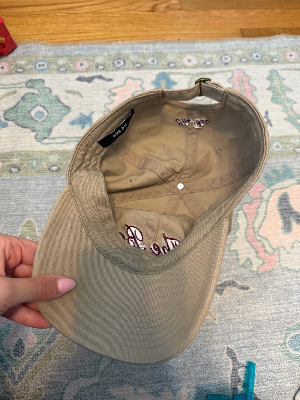 Khaki 'The Bar' Embroidered Baseball Cap - Picture 3 of 5